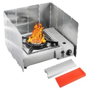 BEELUKY Pare-Vent Pliable Aluminium Plaques Pare-Brise de Camping Pare Vent Rechaud Gaz Camping Plein Air Pare-Brise pour Cuisini&egrave;re &agrave; Gaz Pique-Nique Rechaud de Camping (Signal of victory, neuf)