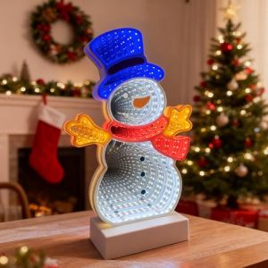 Lumi&egrave;re infini pour sapin de No&euml;l - Effet miroir LED - D&eacute;coration 3D avec panneau n&eacute;on - D&eacute;coration murale d'int&eacute;rieur &agrave; suspendre pour porte d'entr&eacute;e - Mini lumi&egrave;re infinie pour d&eacute;coration de chambre (XNHENG, neuf)