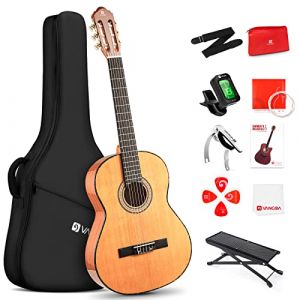 Vangoa Guitare Classique Pour Débutants, Guitare Traditionnelle 4/4, Table En Pin Rouge Et Dos En Sapelli, Avec Housse, Pédale, Accordeur De Guitare, Capodastre, Cordes De Rechange, 39 Pouces (Gechi Shop, neuf)