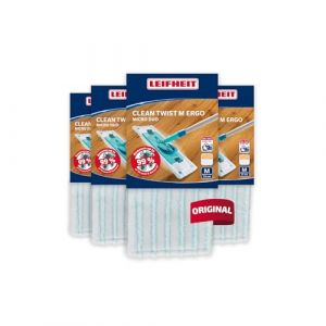Leifheit Lot de 4X Housse Lave-Sol Micro Duo pour Clean Twist M Ergo/PowerClean, Housse de Rechange Microfibres, Housse pour Balai à Plat, Housse nettoyante pour Tous sols, Housse Double Fibre (avantrado.shop, neuf)