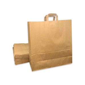 50 Grands Sacs Papier kraft marron &eacute;cru avec poign&eacute;e 36 litres largeur 45 cm, hauteur 47 cm, soufflet 17- sac cabas &agrave; anse plate solide, r&eacute;sistant papier 100g non imprim&eacute; ref UGSE33PP1F (50) (solutions-imprimerie, neuf)