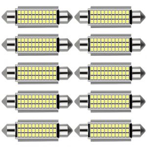 BIZOI 10 Pi&egrave;ces LED &Eacute;clairage Int&eacute;rieur Auto 41mm Blanc Froid 6500K, Super Brillant, Universel 12V, Plug and Play, Ampoule LED Habitacle Auto pour Plafonnier, Habitacle, Camping-Car (luoheshihuifengxinxikejiyouxiangongsi, neuf)