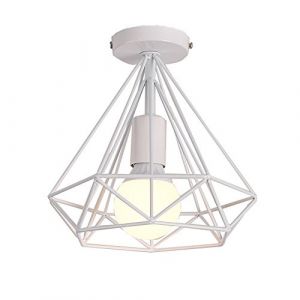 STOEX Plafonnier industrielle Retro 25cm en forme Diamant Suspension Luminaire pour Salle à Manger,Bar,Chambre (Blanc) (STOEX, neuf)