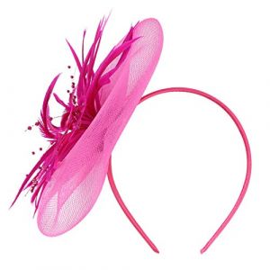 Chapeau bibi avec plumes sur un bandeau et une fleur fourchue bibi de mariage bibi à plumes bandeau tendance élégant en maille fleur mariage chapeaux bibi thé (taille unique) (fhjvbt, neuf)