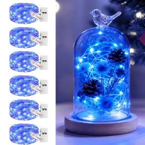 btfarm Lot de 6 Mini Guirlande Led &agrave; Pile avec Minuterie, 2M 20 LED Petite Guirlande Lumineuse avec 3 Modes &Eacute;tanche pour Interieur Chambre Mariage F&ecirc;te No&euml;l Bouteille D&eacute;coration, Bleu (btfarm-EU, neuf)