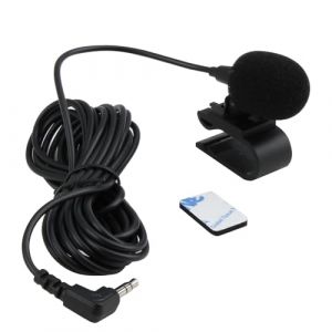 Micro Jack Externe Portable St&eacute;r&eacute;o avec Prise Jack 3,5mm, C&acirc;ble 3m Mini Coude Microphone Cravate Autoradio avec Autocollant Eva et Clip pour Recording Interview/Video Conference/Voice Dictation/Phone (XueSenDianZi, neuf)