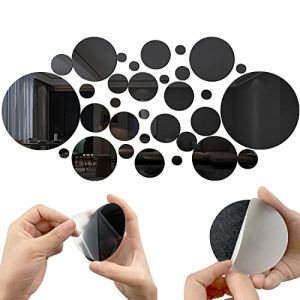 32 PièCes Miroirs Ronds Autocollants, Miroir Stickers Muraux, Rond Miroir Mural 3d DéCoratif Amovible DéCor Art Cercle Auto AdhéSif Diy Miroir Autocollant Mural 2.2/2.5/3.5/5.5/8/15cm (Noir) (SHUI YUE SHANG MAO, neuf)