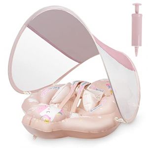 Vicloon Bouee Bebe,Bouee pour Bebe avec Pare Soleil+1 Pompe,Bouée Piscine Bébé avec auvent Amovible,Aide Bébé à Apprendre à Nager,pour Bebe de 6 à 30 Mois (Vicloon®-FR, neuf)