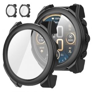 Diruite 2 PCS Protection Écran pour Garmin Fenix 8 43mm Coque Ajustement Serré Résistant Aux Rayures HD Verre Trempé PC Cover,Noir&Noir,43mm (Diruite, neuf)