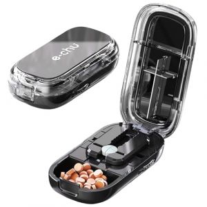 Pasdrucn Coupe Comprim&eacute; En 2 Et En 4, Coupe Cachet Pour Pilules Multiples, Coupe Medicaments En 2 En 4, Broyeur Medicament, Ecrase Medicament, Pilulier Voyage, Boite Medicaments Rangement (Noir) (chugehai, neuf)