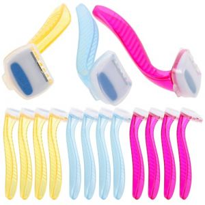 NUOBESTY Lot de 15 Rasoirs Corporels Manuels pour Femme Lames en Acier Inoxydable Couleurs Rouge Jaune Bleu Clair Rasoirs &Eacute;pilatoires pour Aisselles Jambes et Maillot Usage Quotidien (Camplos, neuf)
