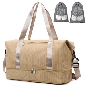 IBALULU Sac de Sport Sac de Voyage Femme, Sac Week-End de 35L avec 2 Sac Chaussures Voyage, Compartiment &agrave; Chaussures & Compartiment Humide (Kaki) (IBALULU FR, neuf)