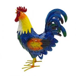 VVVineanie D&eacute;coration de Coq en m&eacute;tal, Animaux en Cour Art Pelouse Personnages Ext&eacute;rieur, Terrasse, Arri&egrave;re - Cour et Maison Cuisine Art (Blue) (CANAK STORE, neuf)