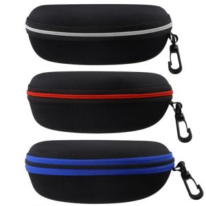Amexo 3 Pi&egrave;ces &Eacute;tui Lunettes Rigide, Lunettes &agrave; Fermeture &Eacute;clair &Eacute;tui &agrave; Lunettes de Soleil Rigide &agrave; Lunettes de Soleil avec Fermeture &Eacute;clair Mousqueton en Plastique pour Homme Femme (Multicolore A) (Amoxike, neuf)