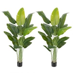 Keeplush Plante Artificielle Oiseau de Paradis 200 cm Haute, Grande Plante Artificielle Interieur, Bananier Artificiel avec 15 Feuilles, Arbre Artificiel Intérieur ou Extérieur Salon Bureau Jardin Dec (Lush Style, neuf)