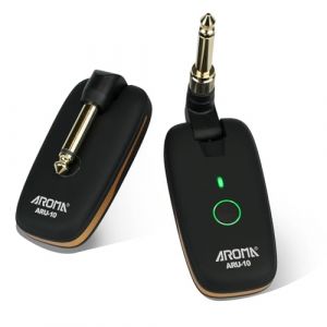 Aroma Système de Guitare sans Fil UHF Émetteur et Récepteur Audio Rechargeables 7 Canaux Transmission Stable pour Guitare Électrique Basse et Instruments de Musique Électroniques (Aroma Music Global, neuf)