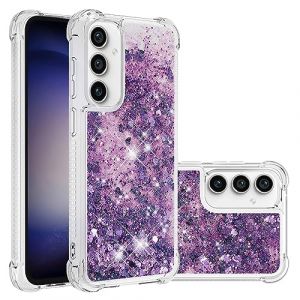 IMIRST Etui de T&eacute;l&eacute;phone Compatible avec Samsung S23 FE Bling Liquid Glitter Silicone Housse de Protection Anti-Choc Airbag Bumper Shell Samsung Galaxy S23 FE. YBW Love Purple (MRSTER, neuf)