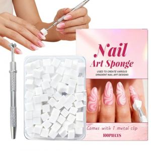 Lot de 100 &eacute;ponges &agrave; ongles souples et carr&eacute;es avec un stylo de pr&eacute;hension - Pour la maison, les voyages, les mariages, les f&ecirc;tes au spa, les vacances, le quotidien (winzuasl, neuf)