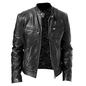 Veste en Cuir pour Homme Blouson de Motard SynthéTique Jacket Style Vintage et D&eacute;contract&eacute; (ZJsz, neuf)