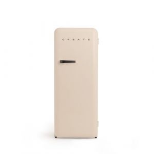 CREATE / RETRO FRIDGE 150 BLACK/Réfrigérateur sable avec poignée noir et congélateur 281L / 102W, faible consommation, 150 cm, 3 étagères, régulateur de température, 60x60x150 cm (CREATE, neuf)