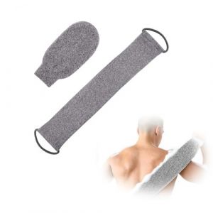2 PCS Gant Exfoliant Corps et Sangle Lave Dos en Fibres de Bambou Naturelles, Gant de Crin Douche pour Exfoliation Compl&egrave;te, Massage Relaxant et Peau Douce, Accessoires de Bain et Gommage (WanBoRanWan, neuf)