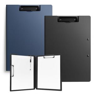 KELAV Porte Bloc A4 &agrave; Rabat 2 Pi&egrave;ces, Porte Document A4 Plastique Planchettes, Noir et Bleu Porte Bloc avec Double Clip, Planchettes &agrave; Pince avec Clip pour l'&eacute;cole Bureau Restaurant (ZILLIONZ TRADING LTD, neuf)