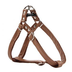 Harnais Chien Petit Moyen Grand Taille Harnais en Cuir R&eacute;glable L&eacute;ger Harnais de Poitrine Souple Harnais Animal Domestique (L, Marron) (feiling, neuf)
