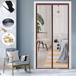 KZhanmy Moustiquaire Magnétique Porte,Fermeture Automatique Anti-Mouche Insectes Rideau Porte,Anti-Moustiquaire pour Porte de Balcon et Porte Patio.-Brown-A|| 80x215cm(31x84inch) (KZhanmy®, neuf)