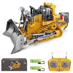 Teeggi Bulldozer t&eacute;l&eacute;command&eacute; pour Enfants &agrave; partir de 6 &agrave; 12 gar&ccedil;ons, 9 canaux 1/24 RC v&eacute;hicule de Chantier avec lumi&egrave;re et Effets sonores (Teeggi-EU, neuf)