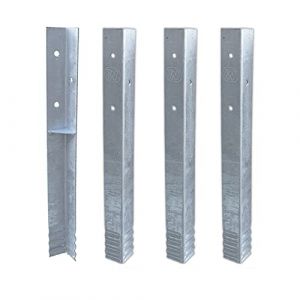 Wickey SolidLock Lot de 4 ancrages d'angle en acier galvanisé à chaud pour tours de jeu, balançoires, maisons sur pilotis - Avec vis - Ancrage au sol - 500 x 45 x 45 mm (WICKEY, neuf)