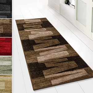 KARAT Tapis de Passage pour Usage intensif - Via Veneto - Tapis de Course antidérapant - Tapis Anti-Allergique pour Cuisine Couloir Salon Bureau - Brun, 80 x 400 cm (Velvet Trading, neuf)