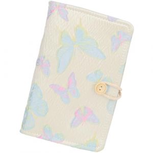 craspire Couverture de Classeur en Tissu A6 &agrave; Feuilles Mobiles Pochette de Livre &agrave; 6 Anneaux Protection de Scrapbooking Blanche &agrave; Motif Floral avec Bouton en Bois Tissu Rechargeable Collection (CRASPIRE FR, neuf)