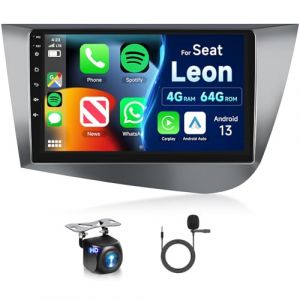 Hodozzy Autoradio 4G+64G pour Seat Leon 2 MK2 2005-2012 Android 8 Core &Eacute;cran Tactile 9 Pouces GPS Carplay Android Auto Radio 2 Din Bluetooth DSP WiFi FM RDS Cam&eacute;ra &Eacute;cran pour Seat Leon (Hodozzy Direct, neuf)