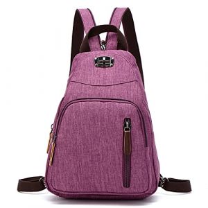 FANDARE R&eacute;tro Sac de Poitrine Petit Sac &Agrave; Dos Bandouli&egrave;re Sling Bag Sac Bandouli&egrave;re Sac d'Epaule Sac d'&eacute;cole Sacoche pour Homme Femme Commuer Universit&eacute; &Eacute;cole Voyage Daypacks Durable Polyester Mauve (BEWMER S.R.L., neuf)