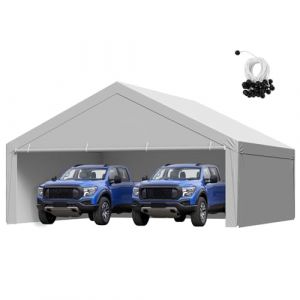 VEVOR Toile Rechange Carport, 6x6 m, B&acirc;che Toit Abri Voiture, Couverture Tente Garage Portable, R&eacute;sistante UV Imperm&eacute;able, avec Parois Lat&eacute;rales, Cordons &Eacute;lastiques &agrave; Billes, Gris, Cadre Non Inclus (VEVOR Direct Store FR, neuf)