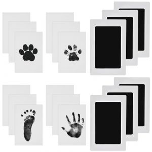 Nabance 6pcs kit Empreinte Bebe Empreinte Main Pied Bebe 12 Cartes en Carton Sûr et Non Toxique, Encre Empreinte Bébé Souvenirs Adaptés Aux Bébés, Cadeau de baptême pour nouveau-né (Jialiaostore, neuf)