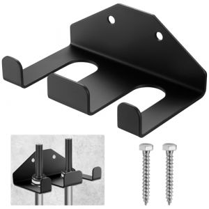Support d'haltères olympiques, crochets de rangement muraux verticaux pour équipement de fitness à la maison, garage, salle de sport, accessoire de rangement à suspendre (noir/2 barres) (LiYiJiKeJi, neuf)