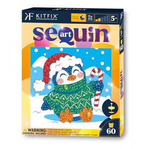 Kitfix - Sequin Art 60-20 x 20 cm- Manchot d'hiver - Image à paillettes pour enfants - 20 x 20 cm - Activité manuelle de 60 min - Kit de création pour enfants à partir de 5 ans - 2555 (Kitfix, neuf)