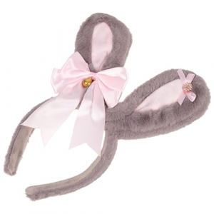 Homoyoyo Serrage - Oreilles de Lapin Peluche Gris et Rose N&oelig;ud Rose Clair Bandeau de Cosplay pour P&acirc;ques Accessoire Cheveux L&eacute;ger et Confortable pour F&ecirc;tes et D&eacute;guisements (meRIoy, neuf)