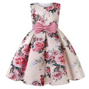JerrisApparel Filles Fleur Robe F&ecirc;te C&eacute;r&eacute;monie Mariage Enfants Robe (110, Rose) (Umupi EU, neuf)