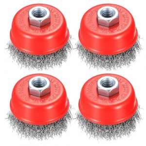 4 PcsBrosse M&eacute;tallique pour Perceuse, 75 mmBrosse Metallique Meuleuse avec M14 Mod&egrave;les, Brosse pour Meuleuse d'Angle Accessoires, Brosse Metallique Conique pour Polissage Meulage D&eacute;rouillage (Tesco-Europe, neuf)