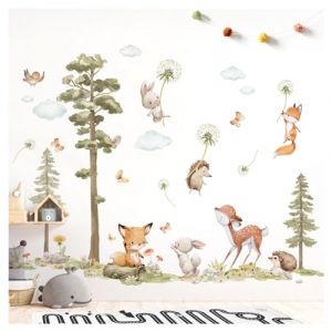 DEKO KINDERZIMMER Graz Design DK1137-04 Sticker mural décoratif pour chambre de bébé Motif animaux de la forêt renard, lapin, chevreuil (X-TRIBAL, neuf)