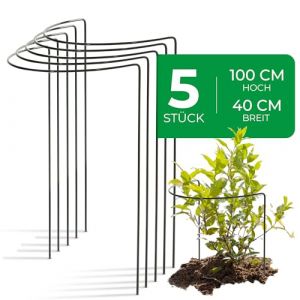 Novatool Lot de 5 supports pour arbustes - Hauteur : 100 cm - Semi-circulaire - 40 cm - Vert - Support pour plantes grimpantes - Support pour plantes grimpantes - Support pour plantes grimpantes - (AMP GmbH, neuf)