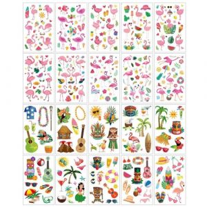 20 Autocollants Kinderstattoo, Hawa&iuml; -Tattoo -Sticker, Flamingo -Tattoo -Sticker, Sweet Cartoon -Tattoo-Sicker. (RUTH HOGG, neuf)