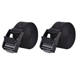 TRIWONDER Sangle à Boucle de Presse 25 mm Courroie de Serrage 2 ou 4 Pièces Sangle d'Arrimage pour Fixation Bagage (2 m, A - Noir - 25 mm - 2 Pièces) (TRIWONDER (FR), neuf)