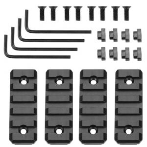 4 pièces Rails Picatinny pour Mlock, Rail Picatinny 5 Fentes en métal Mloc avec 8 écrous en T et vis, 4 clés Allen (Atflbox, neuf)