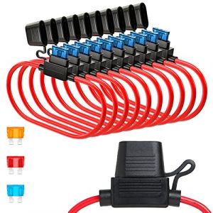 GTIWUNG 10Pcs 16AWG Porte Fusibles Moyen Lame Enfichable Etanche avec Fil, 32V Support Porte Fusible Lame Standard, Voiture Boîtes de Fusibles à Lame (GTIWUNG-FR, neuf)