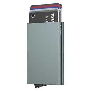 VULKIT Porte Carte de Cr&eacute;dit Metallique Double Etui Porte Carte Bancaire RFID Anti Piratage Aluminium Portefeuilles et Porte-Cartes Homme ou Femme pour 10-14 Cartes, Gris Sid&eacute;ral (GXB Shop, neuf)