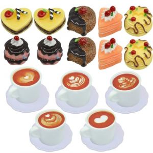 SIRLOMU 20 Pièces Accessoires Maison de Poupée, Jouets de Cuisine, Nourriture Gnome, Tasses à Café Miniatures, Desserts Miniatures, Accessoires Miniatures pour la Cuisine, Fête de Thé Miniature (SHI  DABAO DE DIAN, neuf)