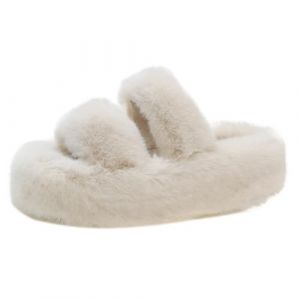 Harssidanzar Fuzzy comfy fausse fourrure Home pantoufles chaussures pour femmes,pantoufles en fourrure pour femmes KL505EU,Beige, Taille 38 (Harssidanzar Store, neuf)